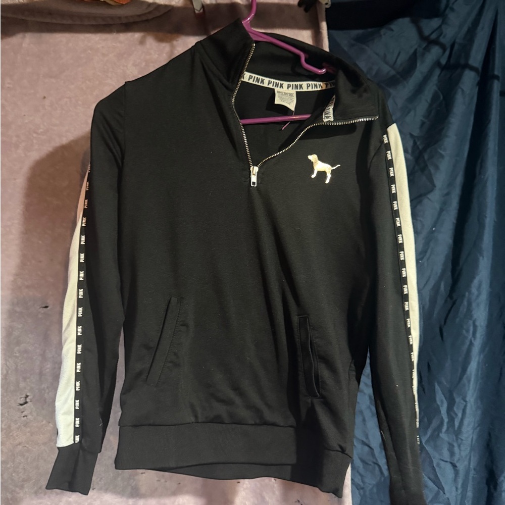 Victoria's Secret Black and White Zip-Up Sweater